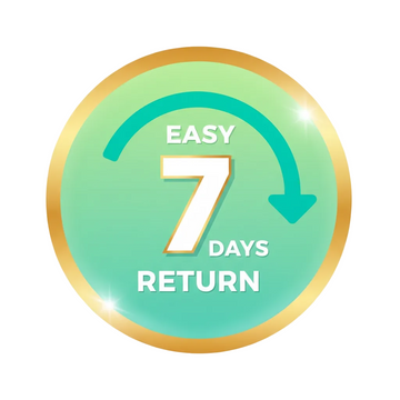Circular icon with 'Easy 7 Days Return' text on a transparent background